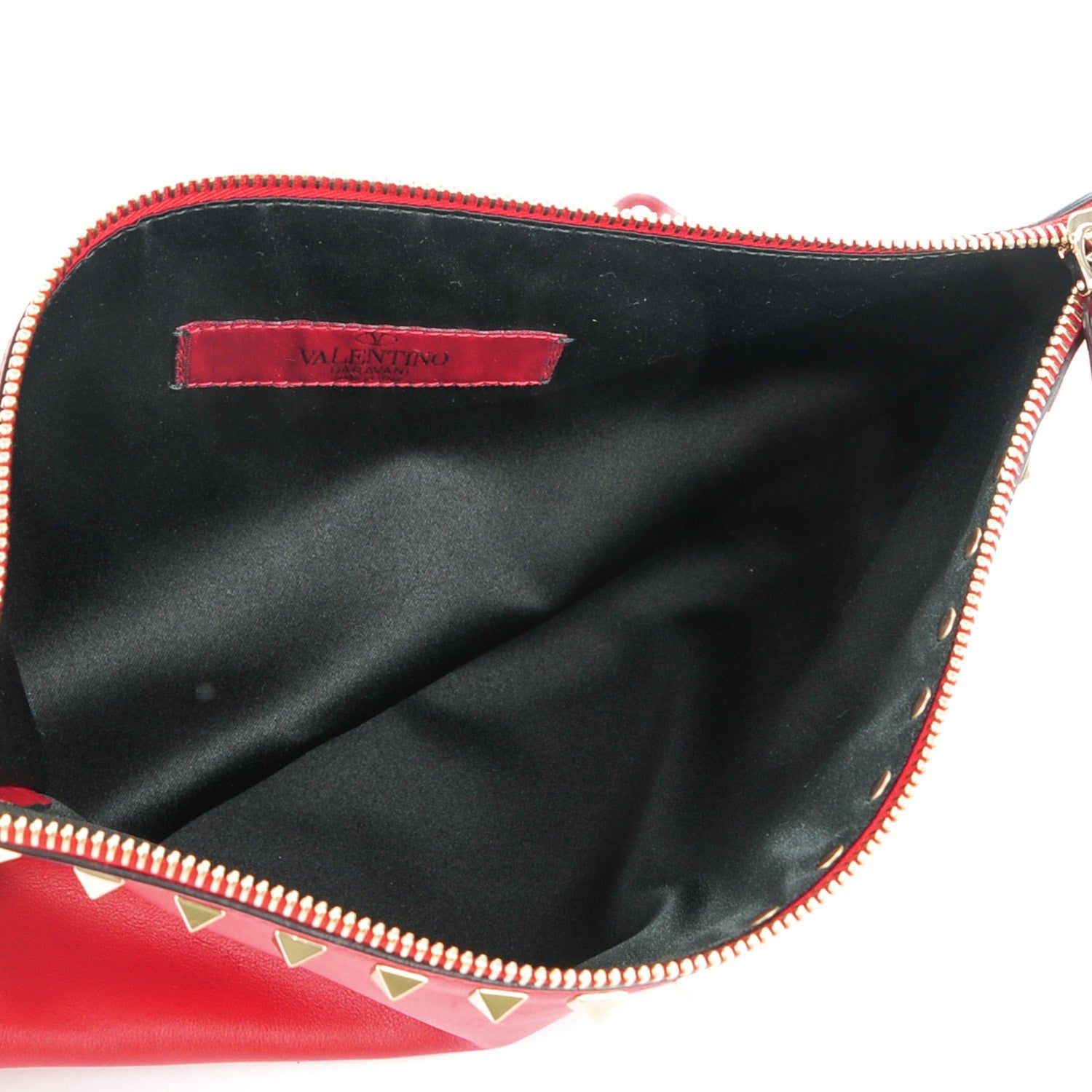 Valentino Garavani Vitello Large Rockstud Zip Pouch Red 5 of 7