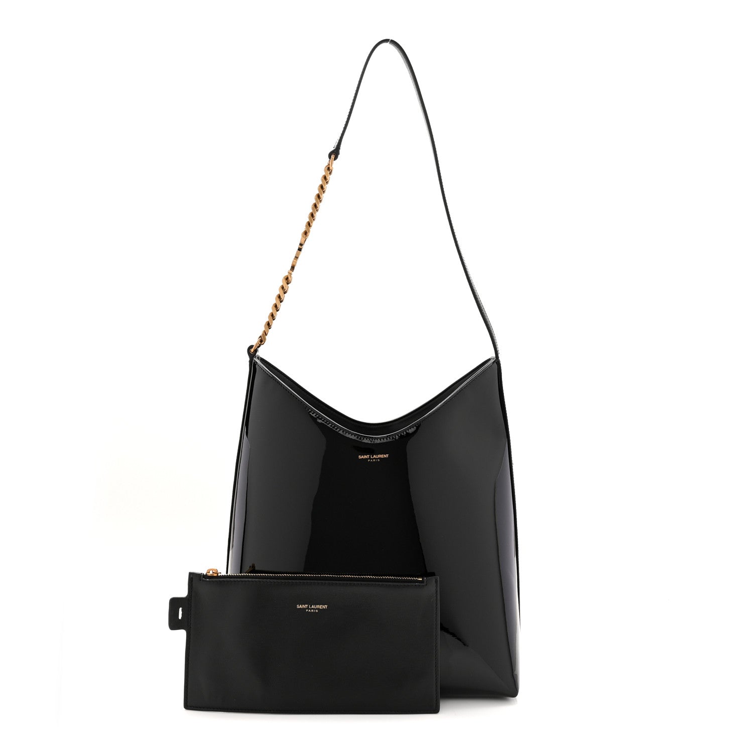 Saint Laurent Patent Calfskin Rendez-Vous Hobo Black 3 of 11