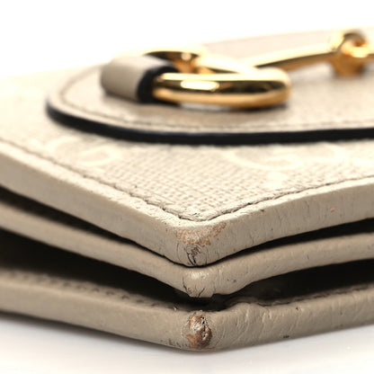 Gucci GG Supreme Monogram Textured Dollar Calfskin Horsebit 1955 Card Case Wallet Beige Mystic White Oatmeal 10 of 11