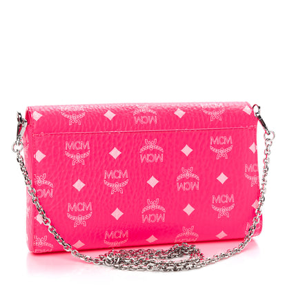 MCM Visetos Medium Patricia Wallet On Chain Pink 3 of 9