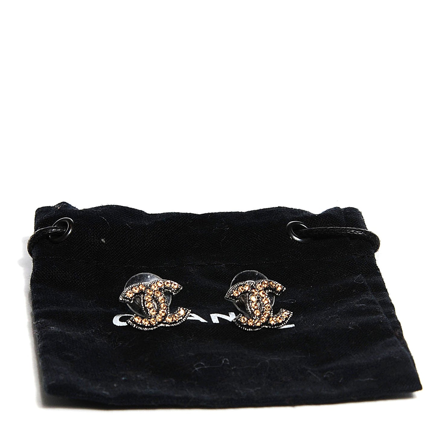 Crystal CC Earrings Ruthenium