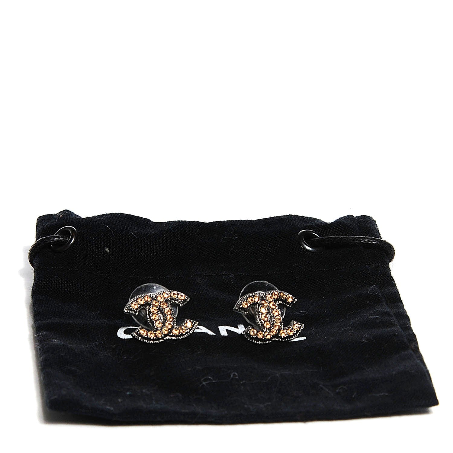 Chanel Crystal CC Earrings Ruthenium 5 of 5