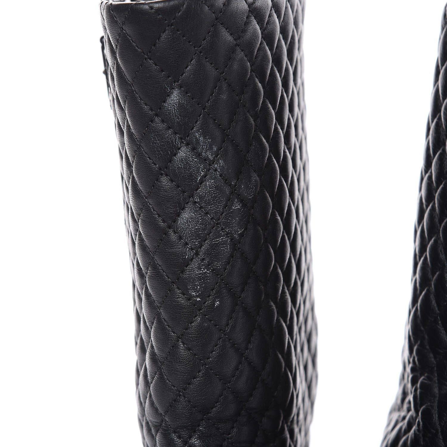 Chanel Calfskin Quilted Biker Boots 38.5 Black 9 of 15