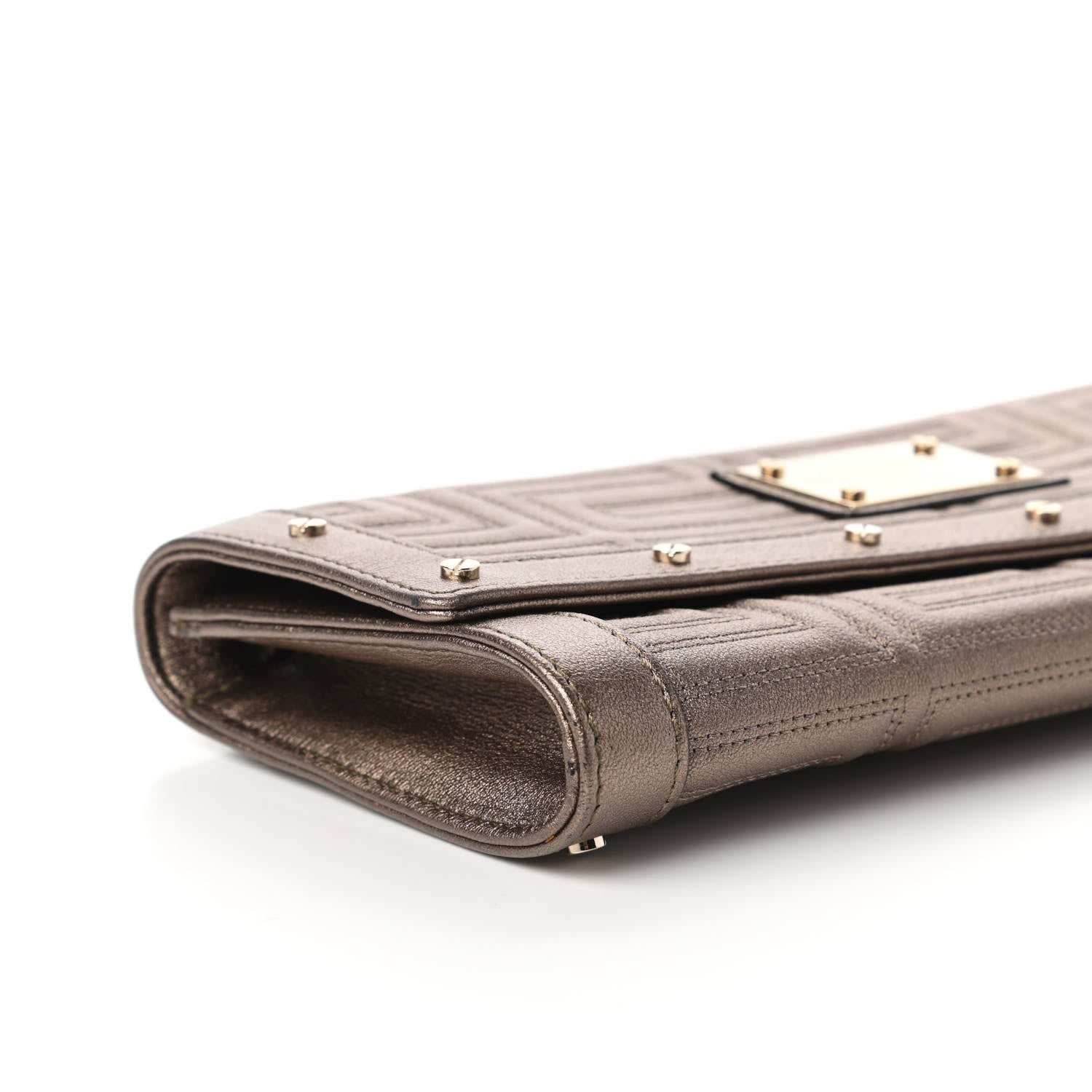 Versace Metallic Lambskin Couture Chain Clutch Bronze 6 of 9