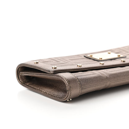 Versace Metallic Lambskin Couture Chain Clutch Bronze 6 of 9