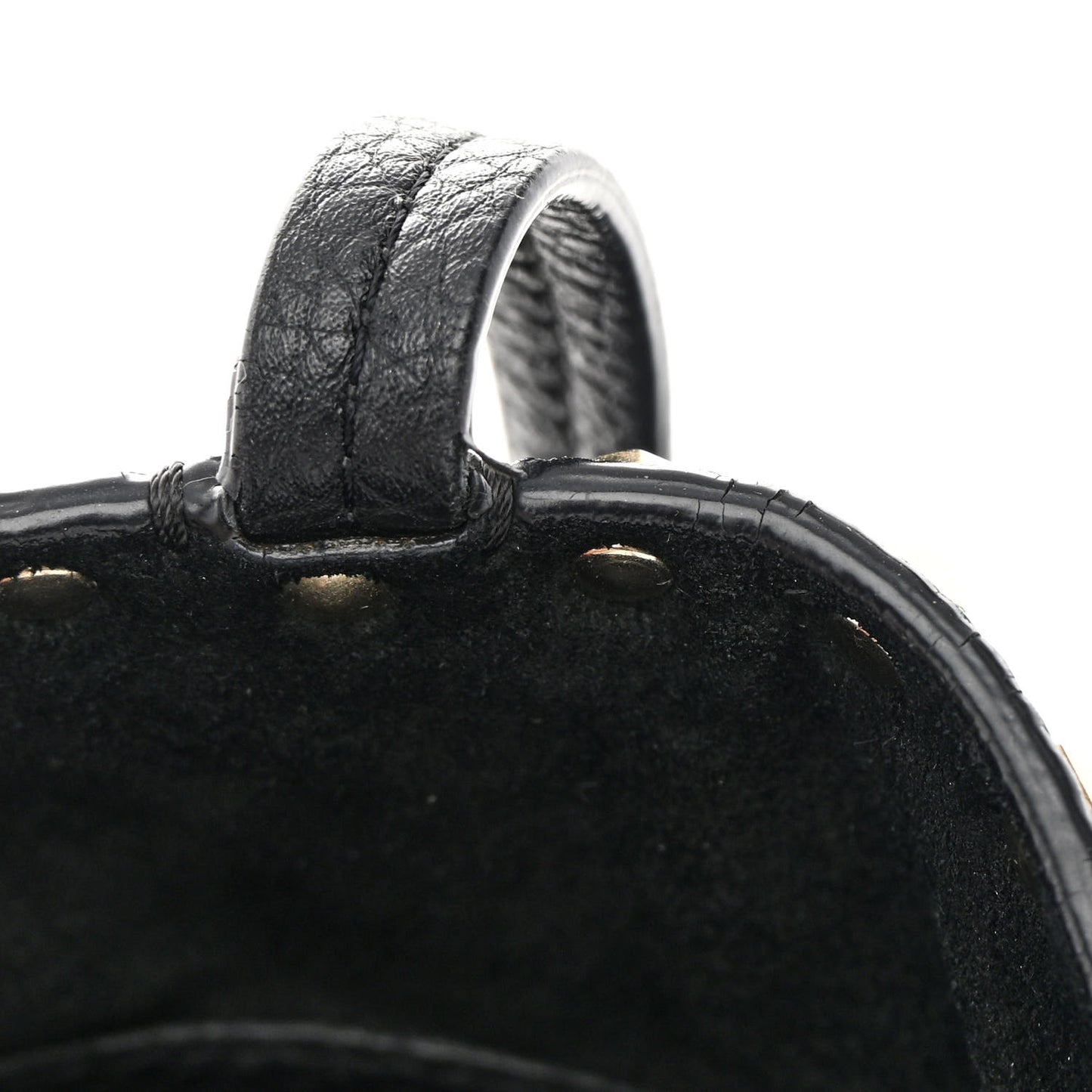 Grained Calfskin Small Rockstud Shoulder Tote Black