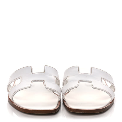 Hermes Box Calfskin Oran Sandals 40 White 2 of 10