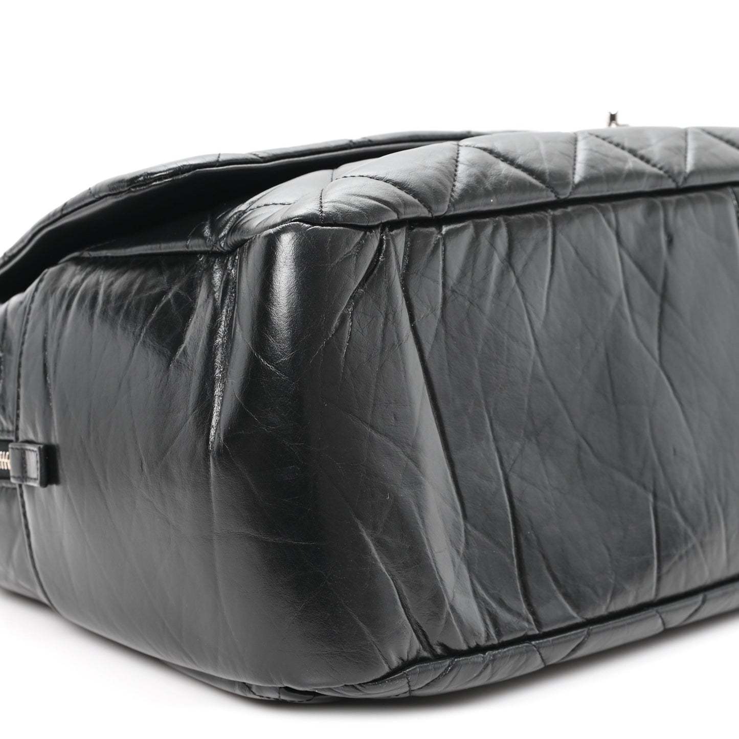 Aged Calfskin Quilted Large Express Bowling Bag Black