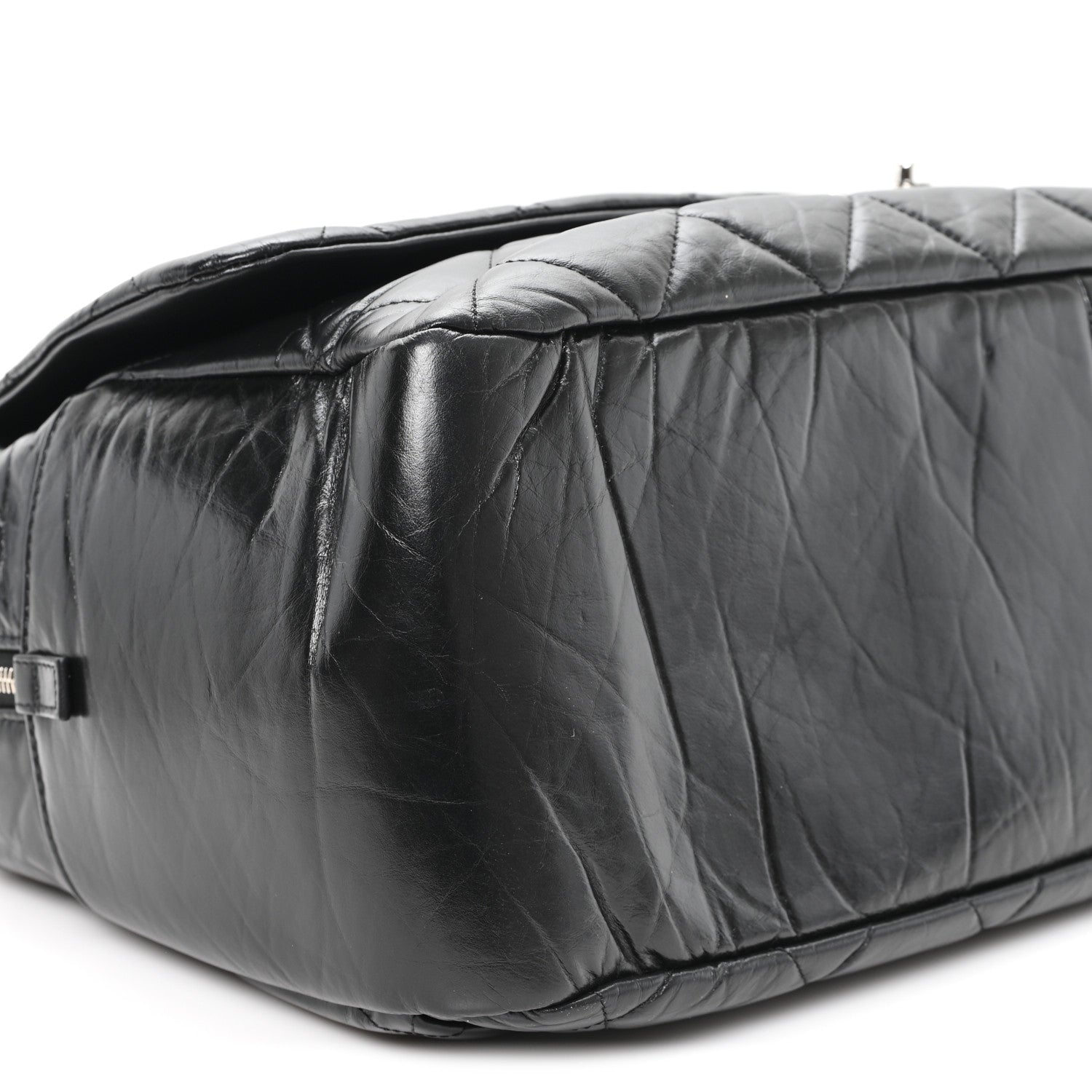 Chanel Aged Calfskin Quilted Large Express Bowling Bag Black 8 of 9