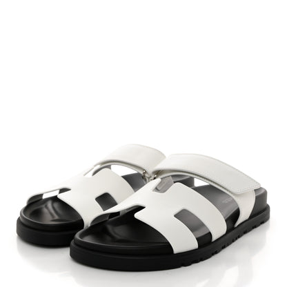 Hermes Calfskin Womens Chypre Sandals 37 White 3 of 9