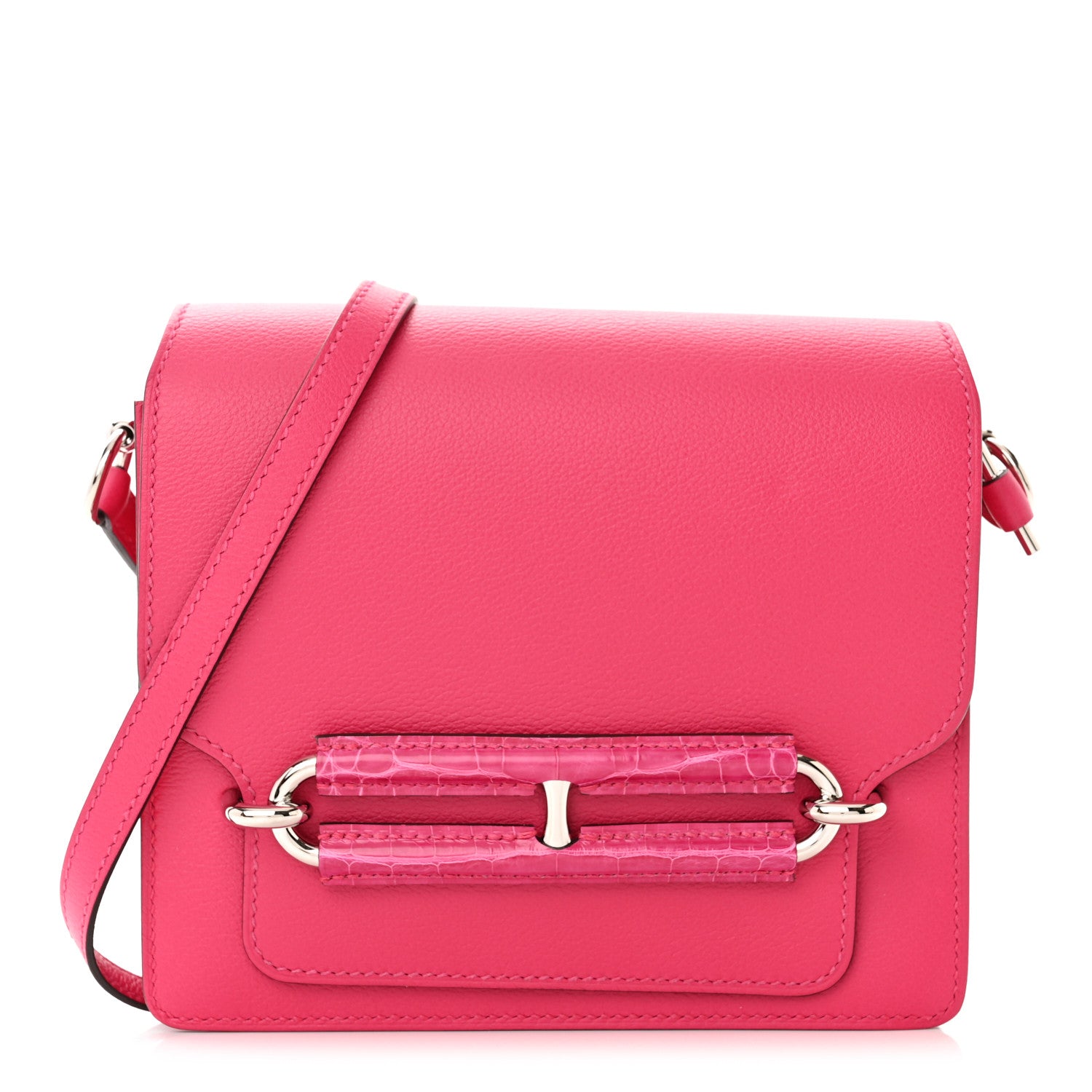 Hermes Evercolor Matte Alligator Mini Touch Sac Roulis Rose Mexico 1 of 11