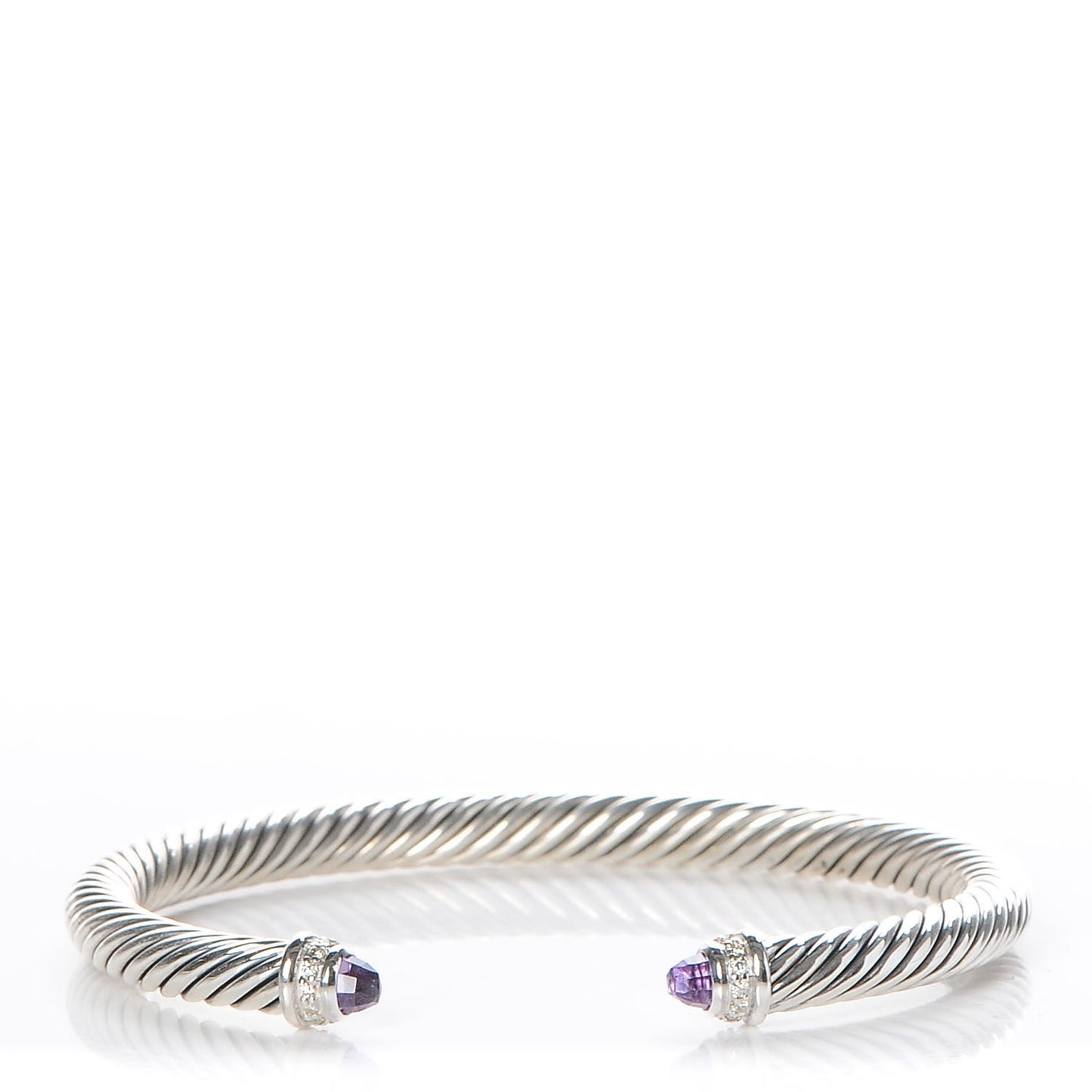 Sterling Silver Diamond Amethyst 5mm Cable Classics Bracelet