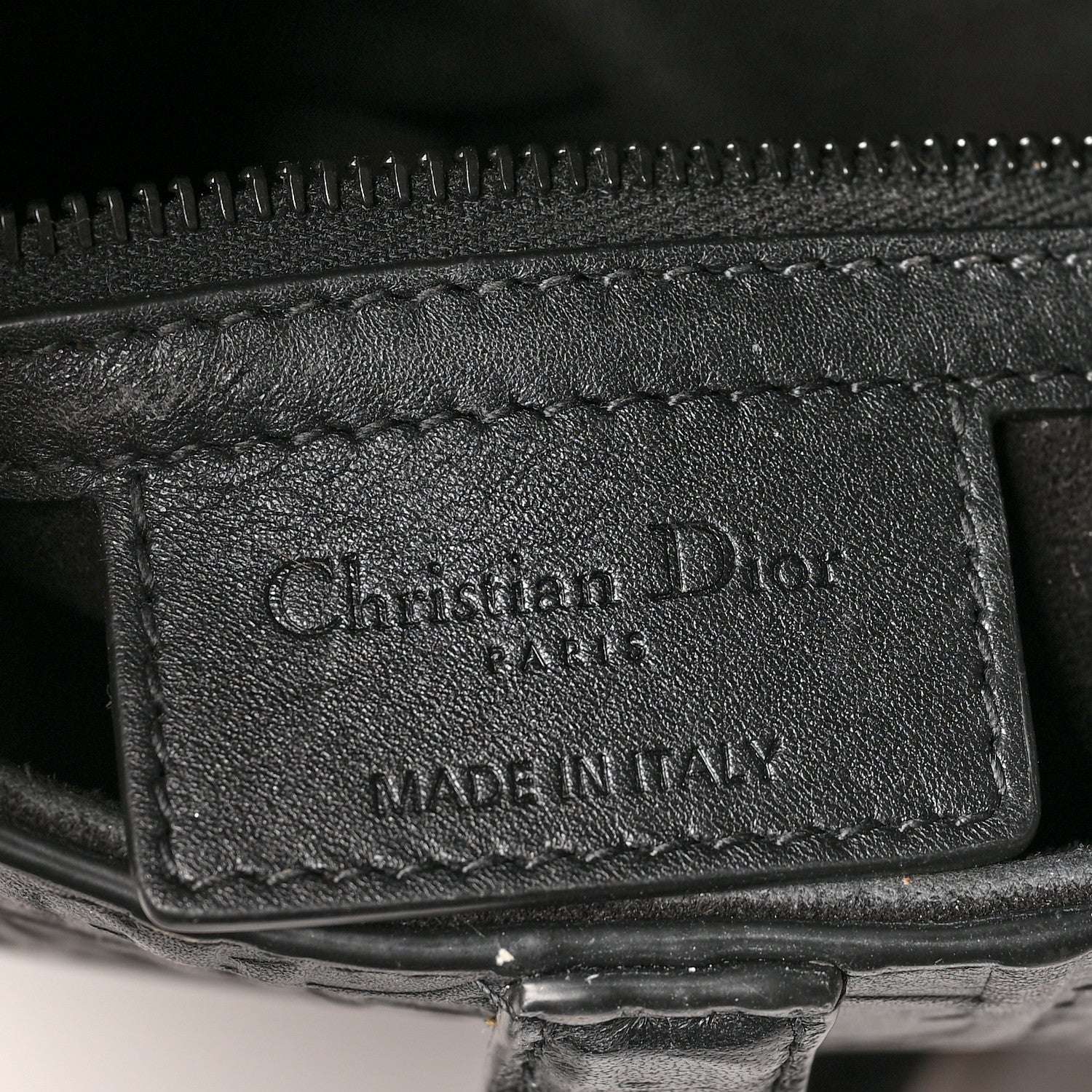 Christian Dior Calfskin Embossed Oblique Saddle Bag Black 6 of 13