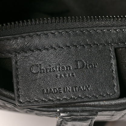 Christian Dior Calfskin Embossed Oblique Saddle Bag Black 6 of 13