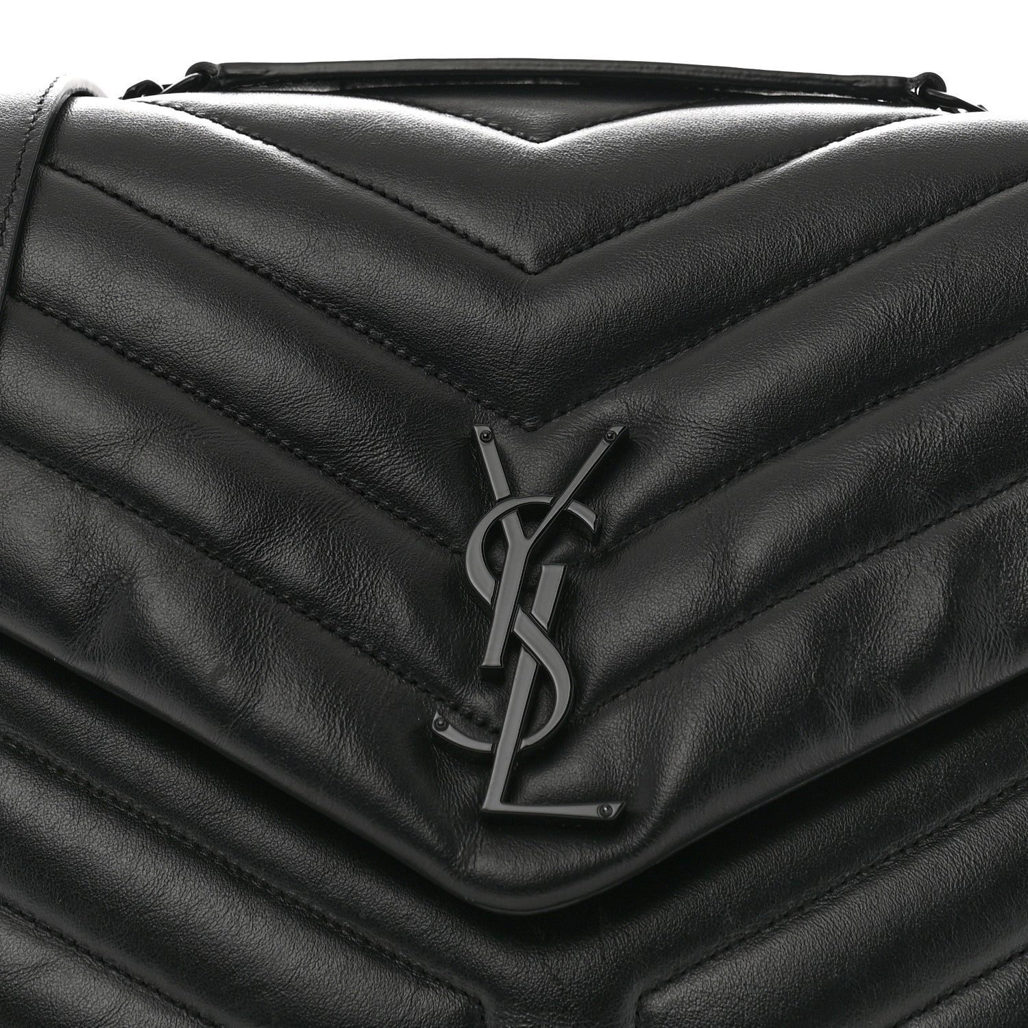 Saint Laurent Calfskin Y Quilted Monogram Monochrome Medium Loulou Chain Satchel Black 8 of 11