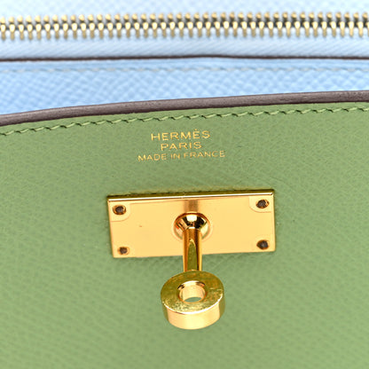 Hermes Epsom Verso Kelly Wallet To Go Vert Criquet Bleu Brume 6 of 10