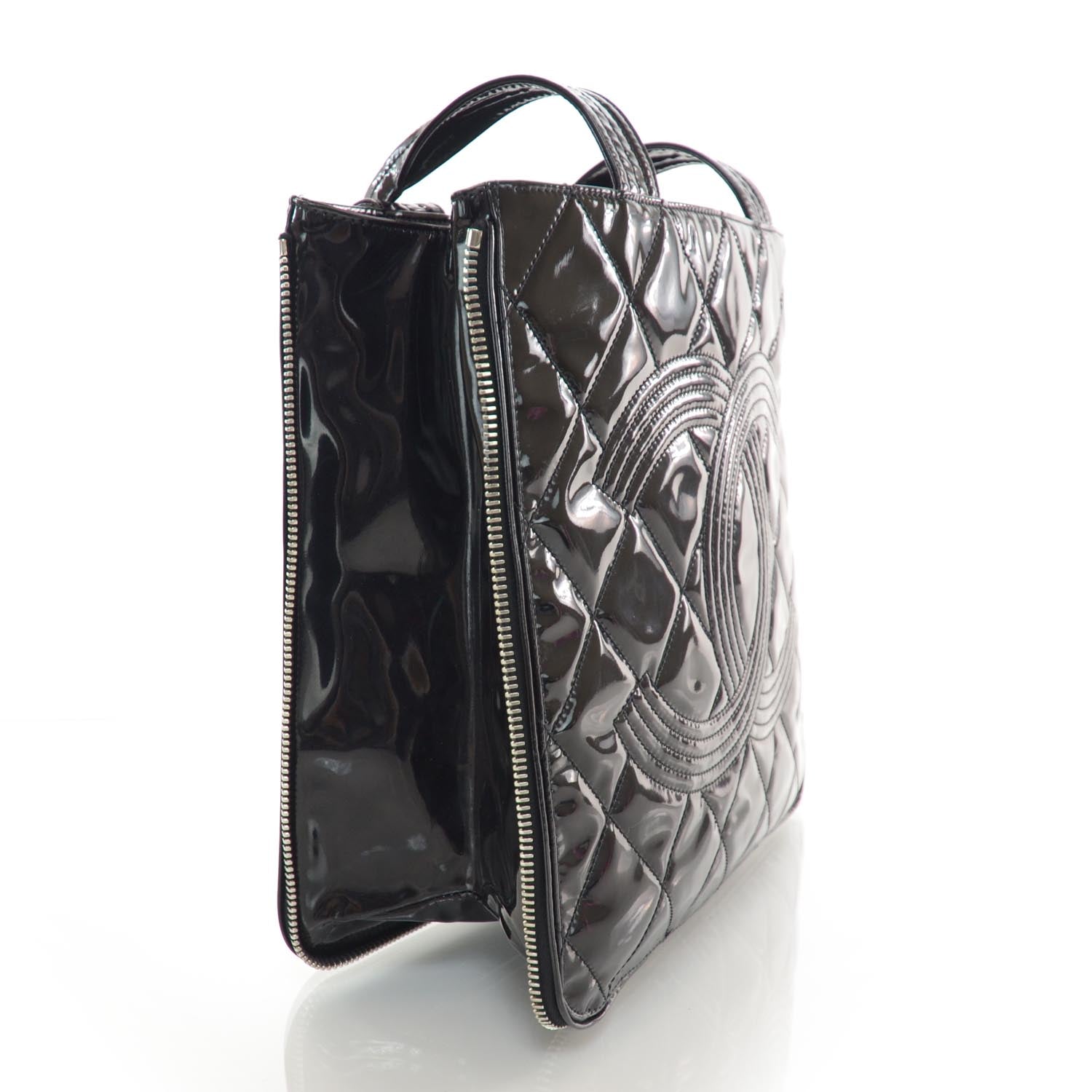 Chanel Vinyl Quilted CC Tote Black 5 of 9
