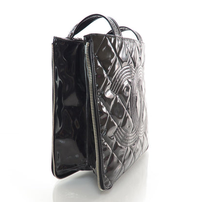 Chanel Vinyl Quilted CC Tote Black 5 of 9