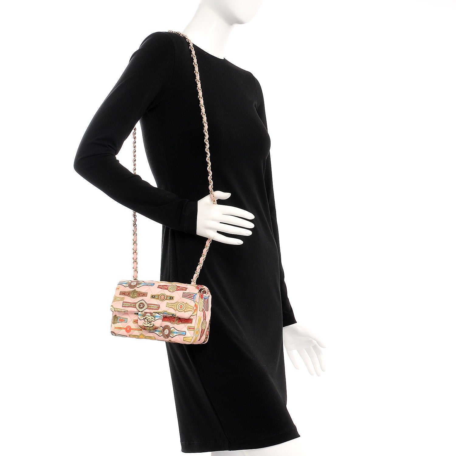 Chanel Satin Paris Cuba Cigare Print Mini Flap Pink 2 of 8