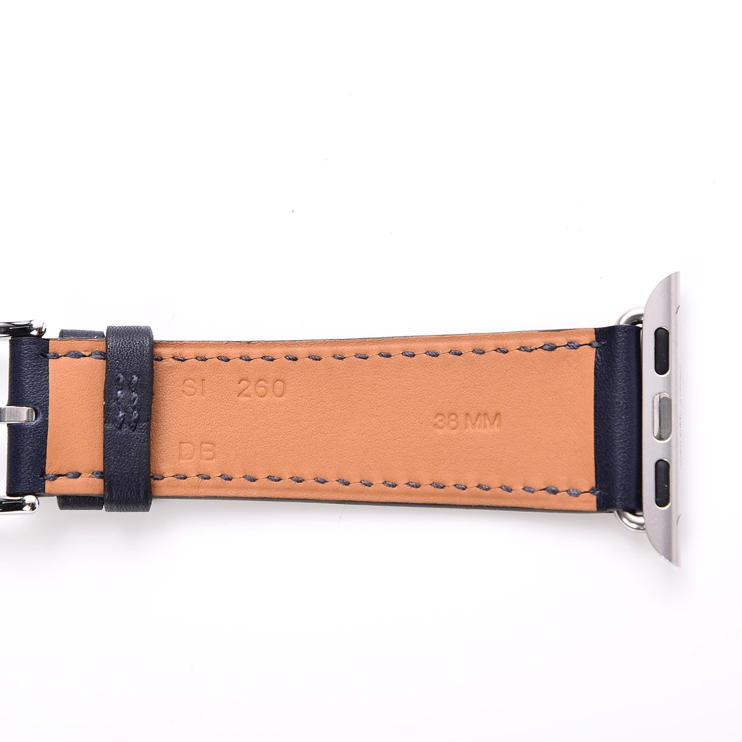 Hermes Barenia Eperon D'Or 38mm Apple Watch Single Tour Band Marine 3 of 5