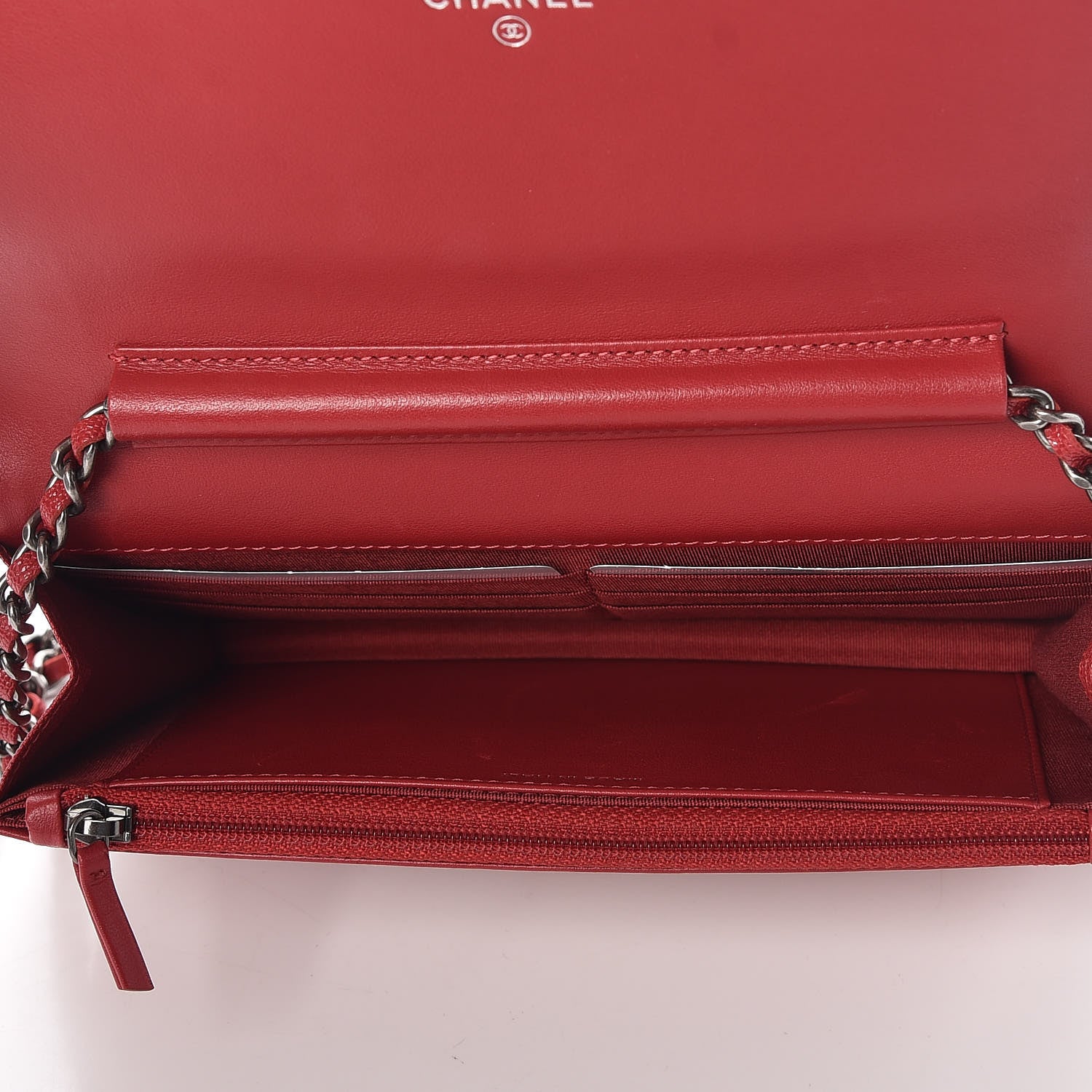 Chanel Caviar Quilted Boy Wallet On Chain WOC Red 5 of 9