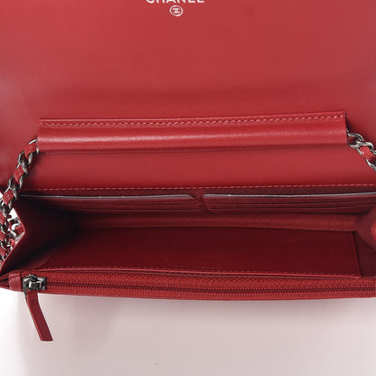 Chanel Caviar Quilted Boy Wallet On Chain WOC Red 5 of 9