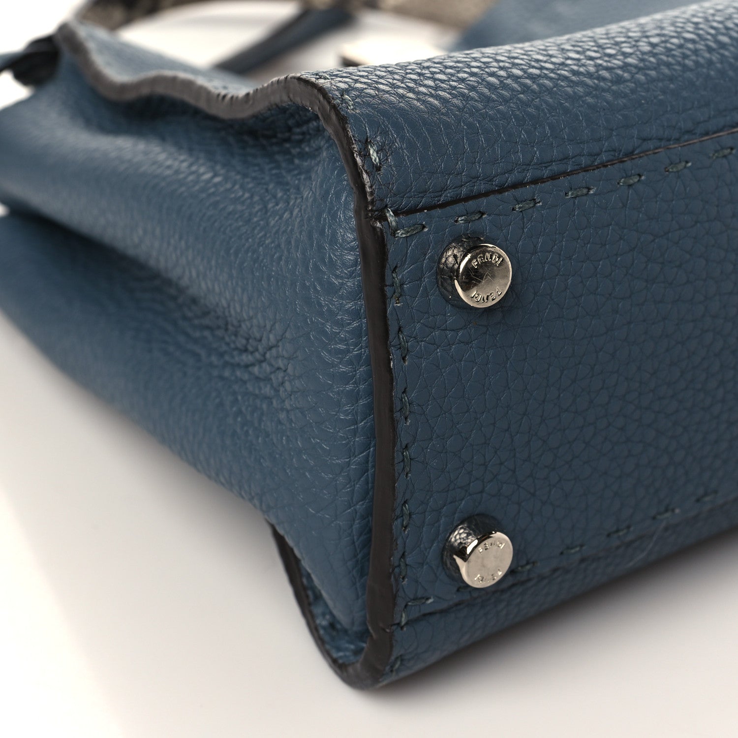 Fendi Cuoio Romano Snakeskin Selleria Medium Peekaboo Iconic Satchel Tempesta 8 of 9