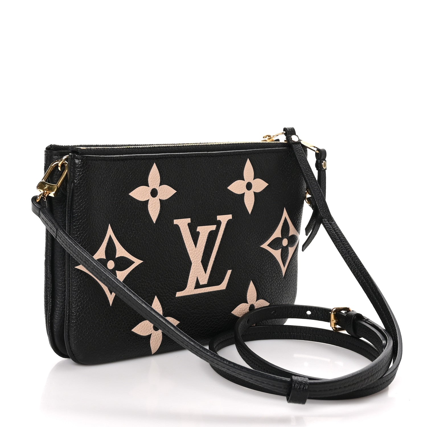 Louis Vuitton Empreinte Monogram Giant Double Zip Pochette Black Cream 3 of 13