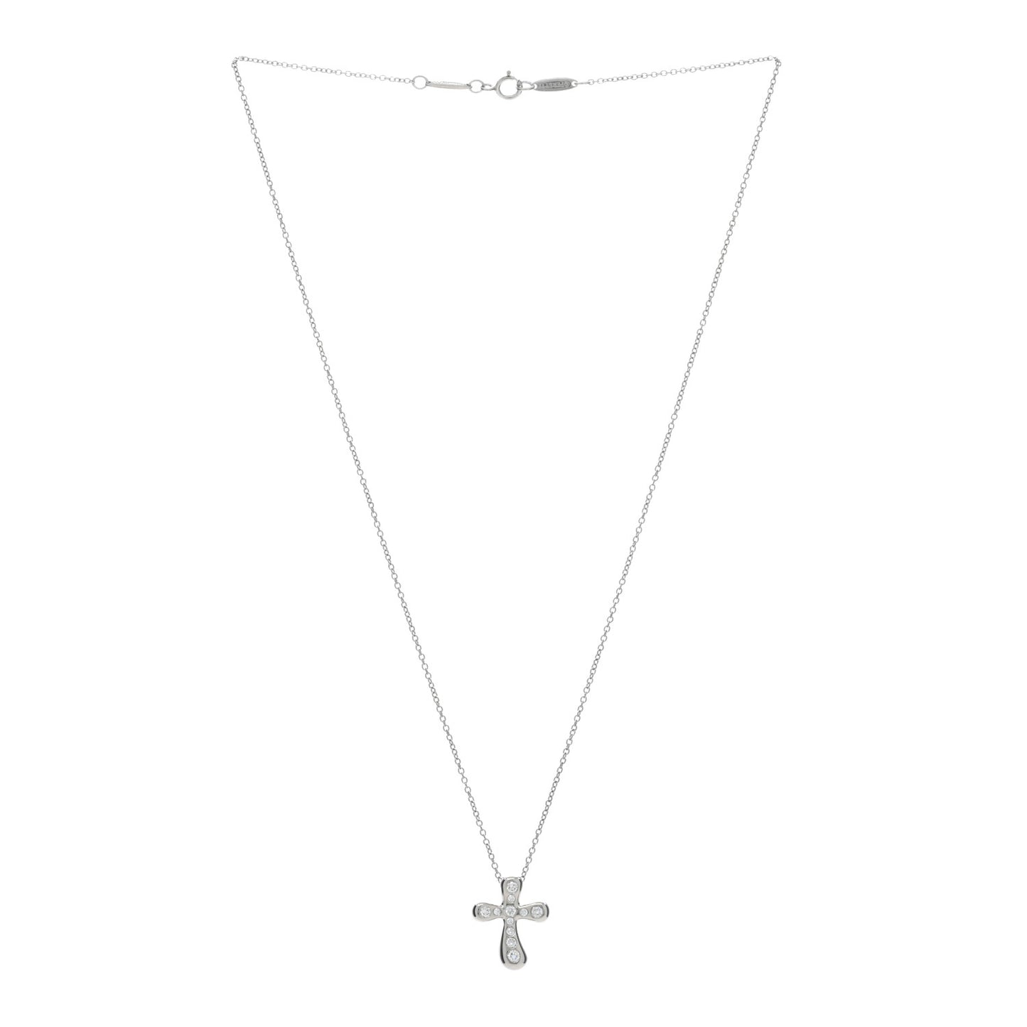 Platinum Diamond 17mm Elsa Peretti Cross Pendant Necklace