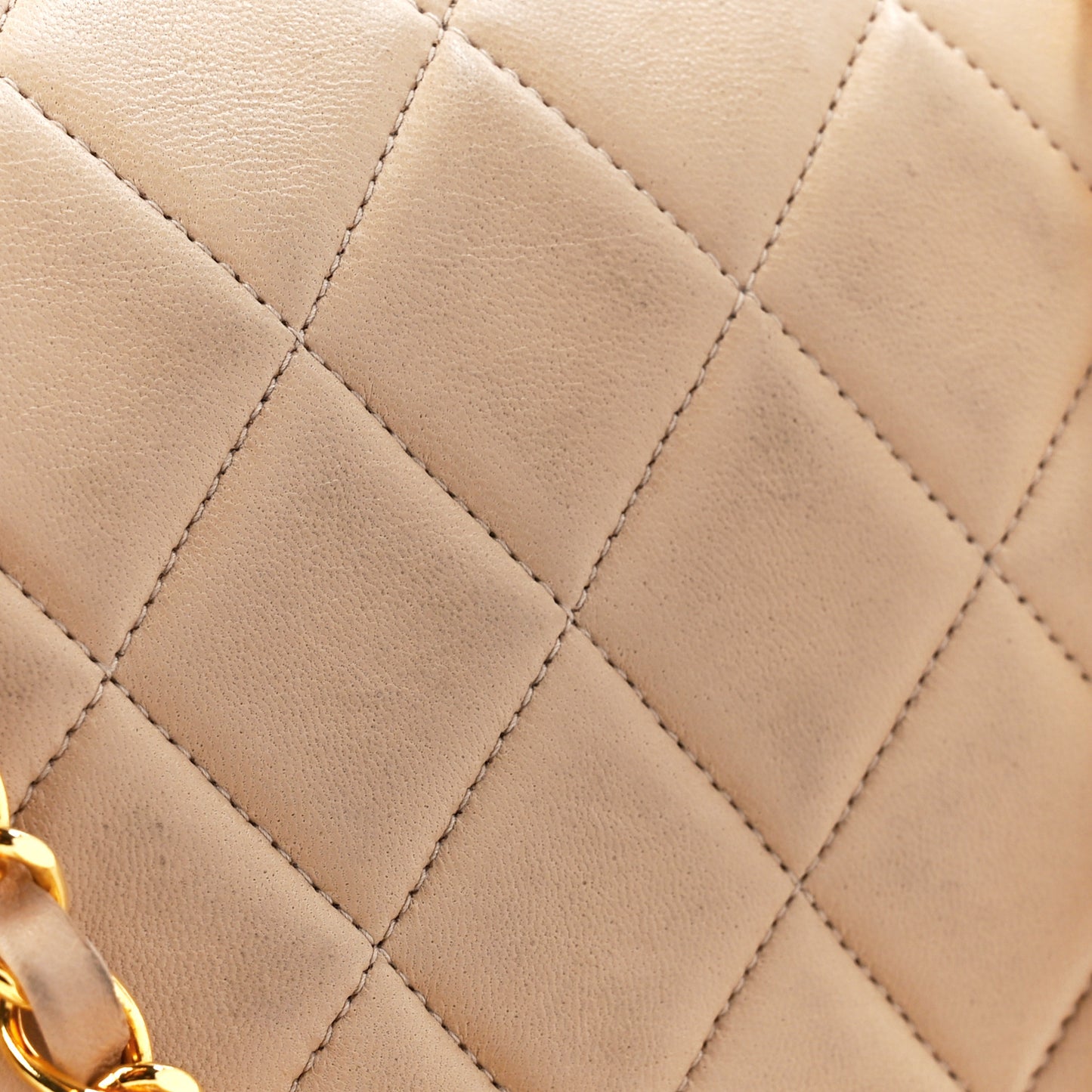 Lambskin Quilted Small Single Flap Beige
