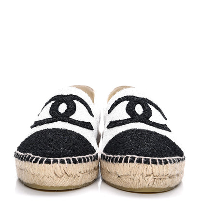 Chanel Fabric CC Espadrilles 38 Silver Black 2 of 10