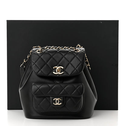 Chanel Lambskin Quilted Small Duma Drawstring Backpack Black 11 of 11