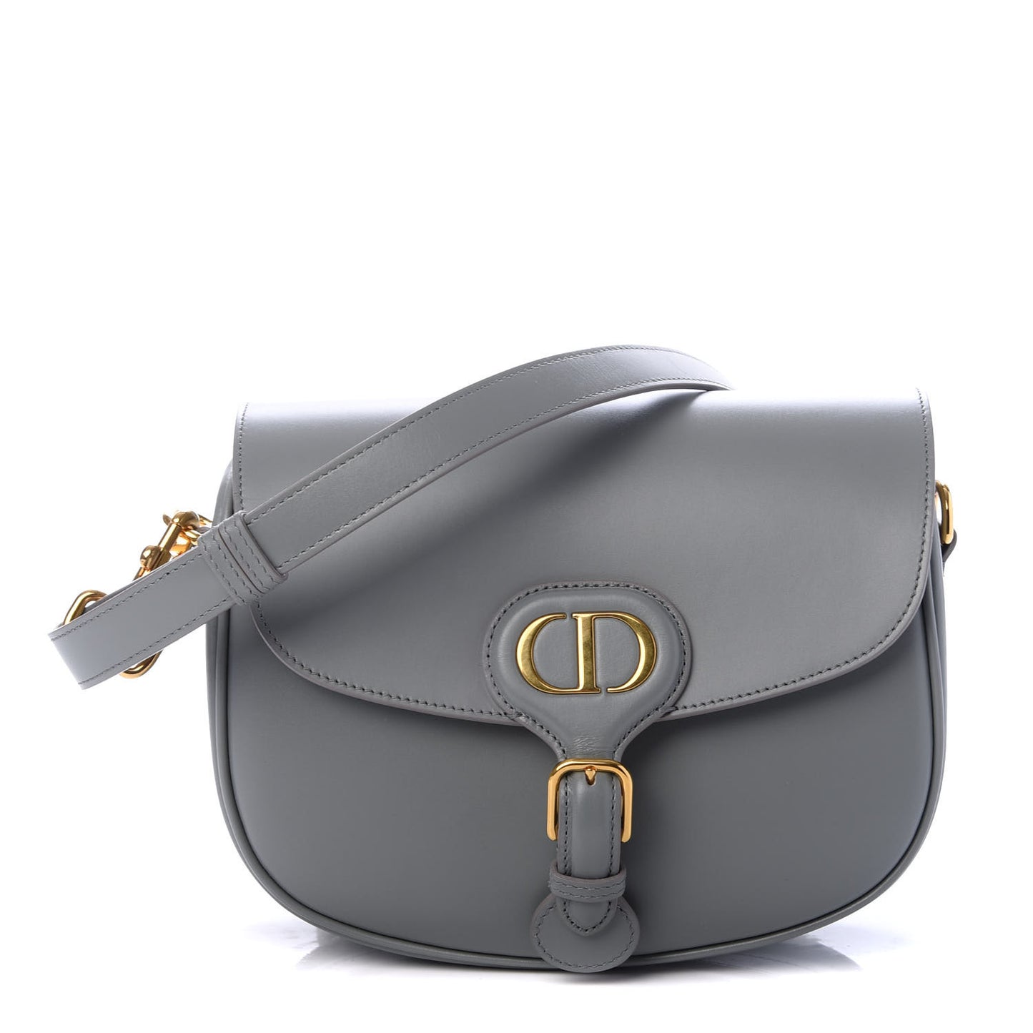 Box Calfskin Medium Bobby Flap Stone Grey