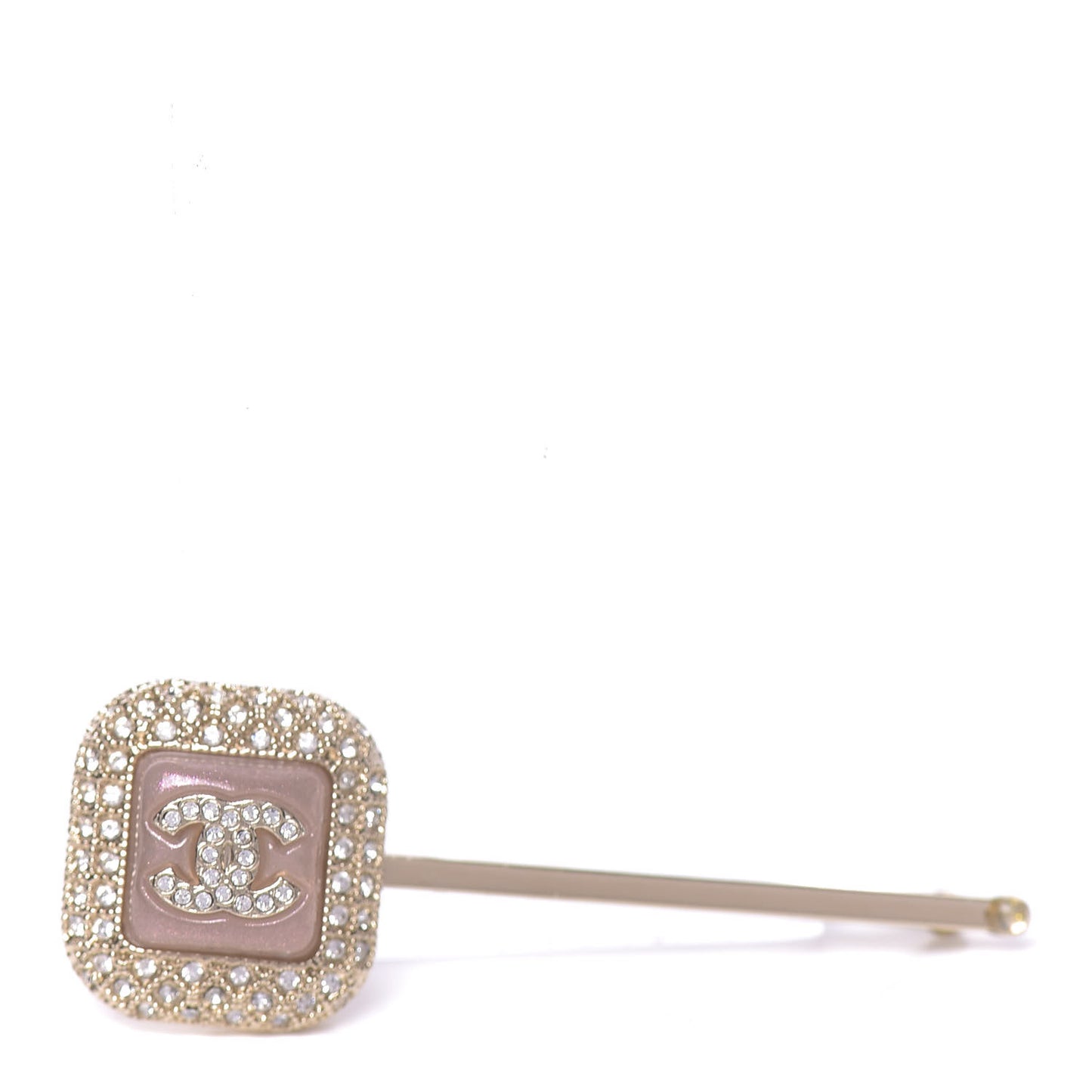 Metal Glass Strass CC Hair Clip Gold Pink