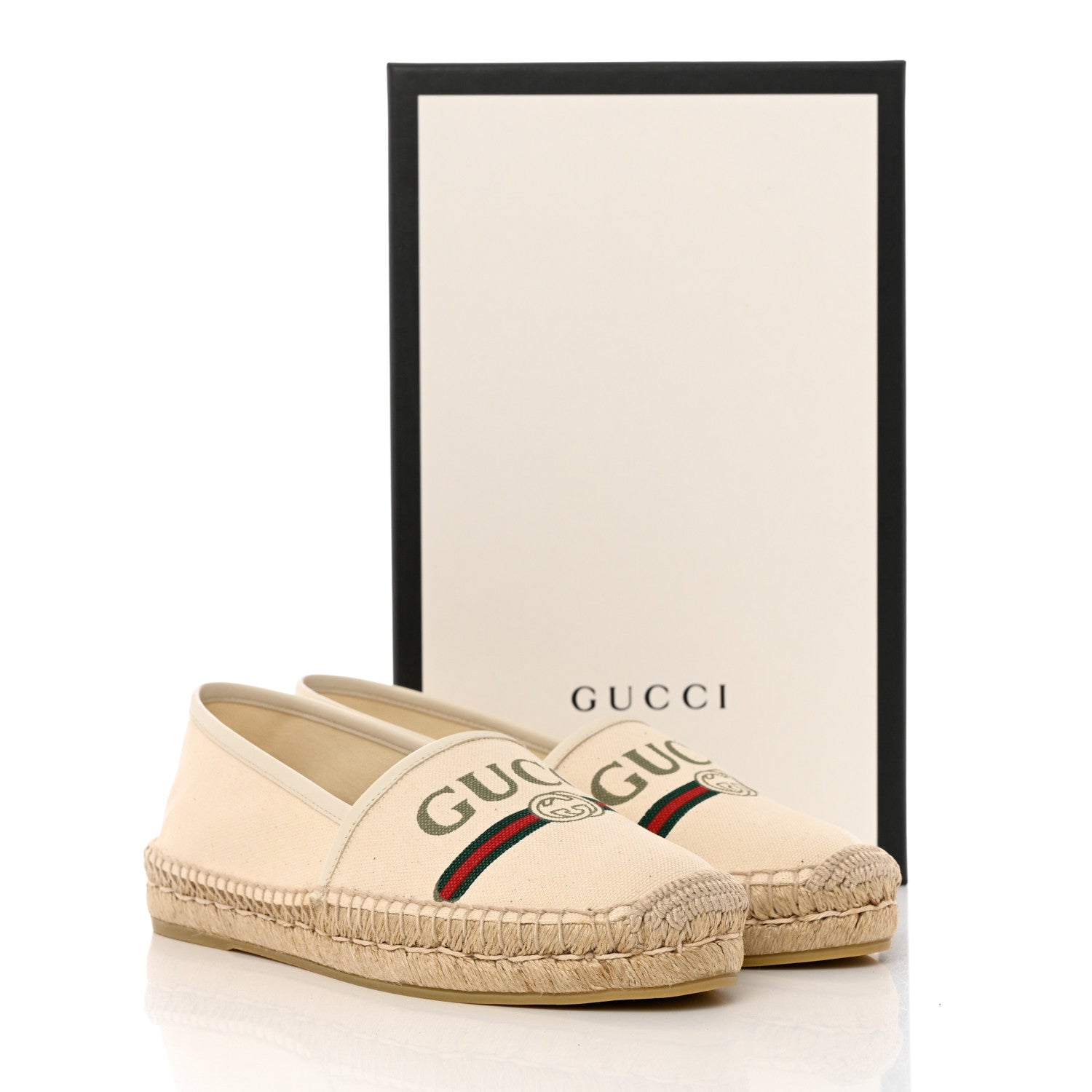 Gucci Canvas Logo Espadrilles 38.5 Greggio White 9 of 9