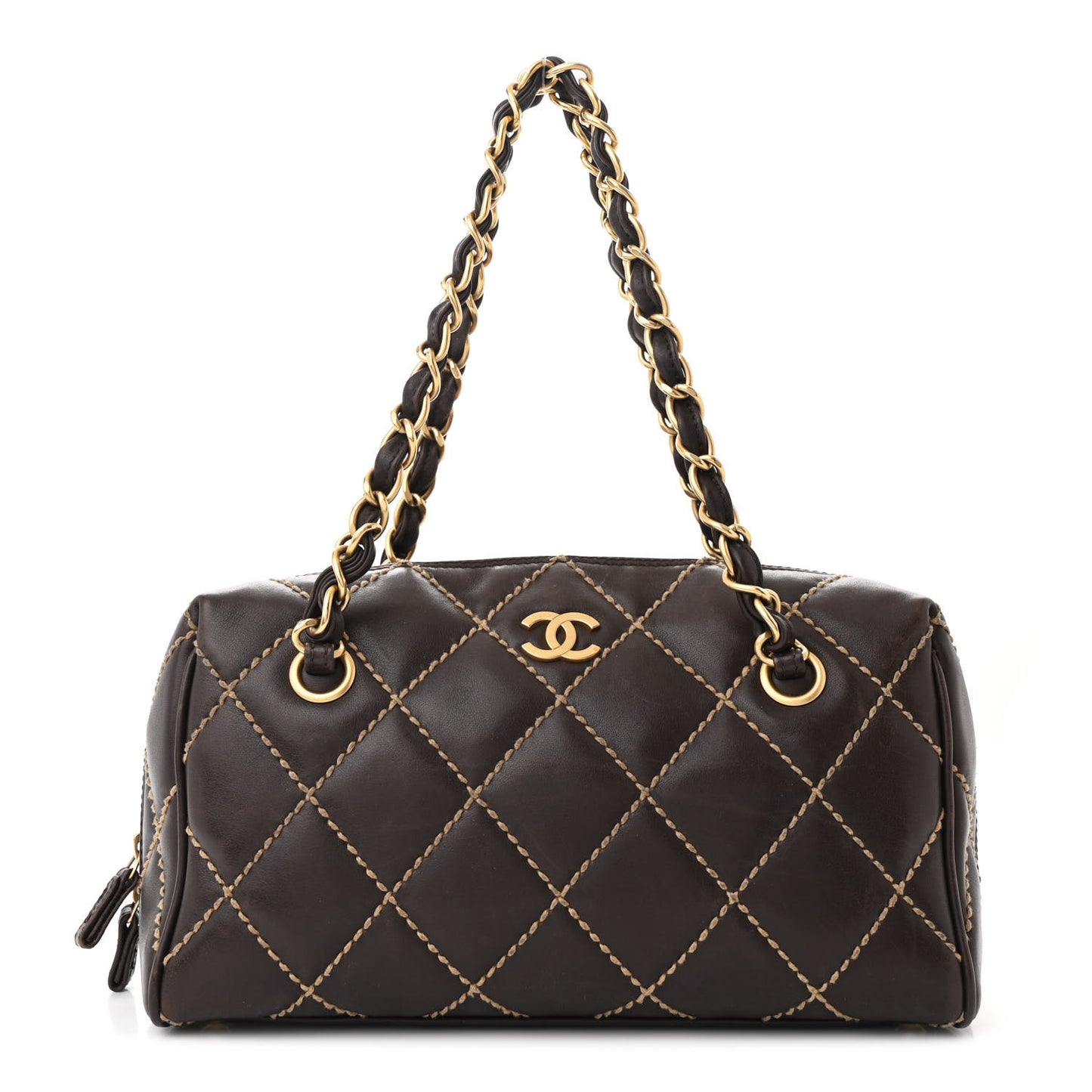 Calfskin Wild Stitch Chain Bag Brown
