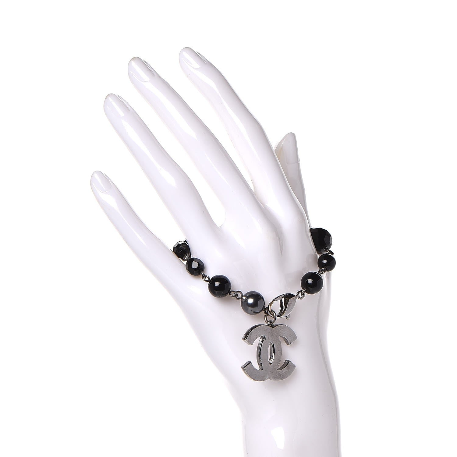 Chanel Ruthenium Bead CC Bracelet Black 2 of 6