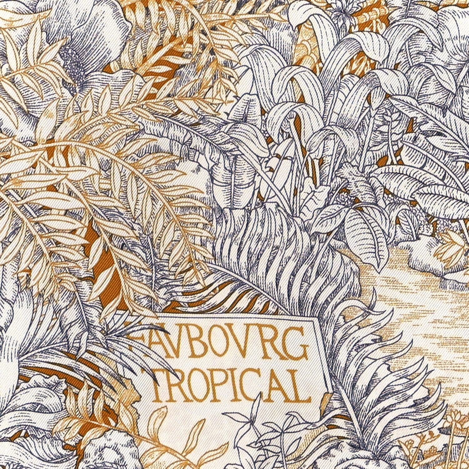 Hermes Silk Faubourg Tropical Scarf 90 Sepia White Caramel 5 of 5