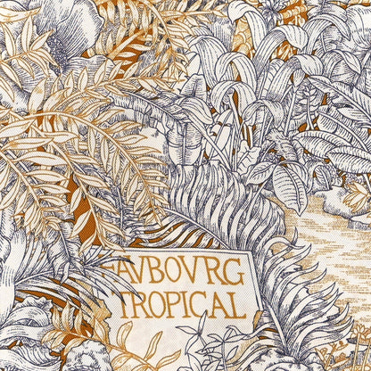 Hermes Silk Faubourg Tropical Scarf 90 Sepia White Caramel 5 of 5