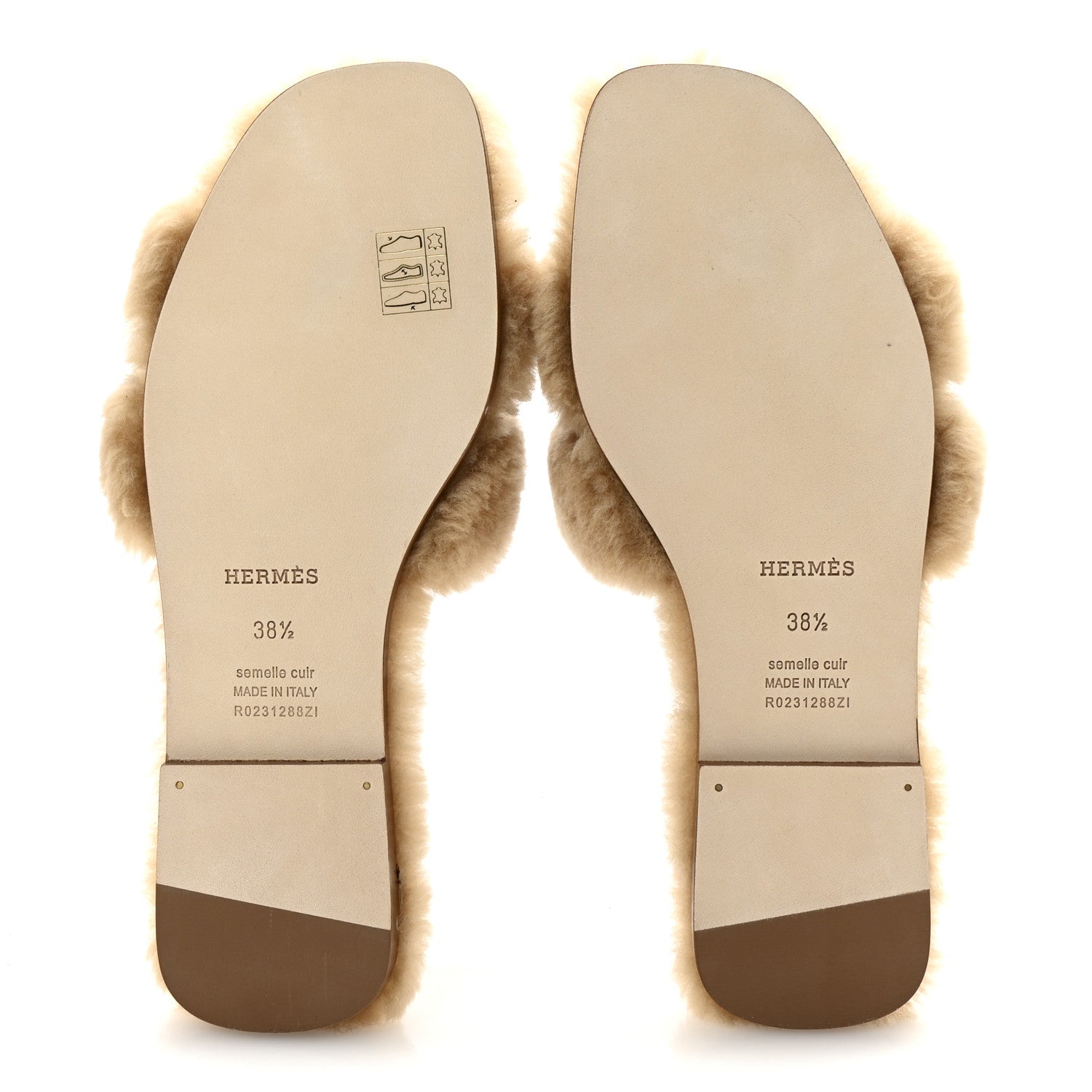 Hermes Woolskin Oran Sandals 38.5 Beige Argile 6 of 9
