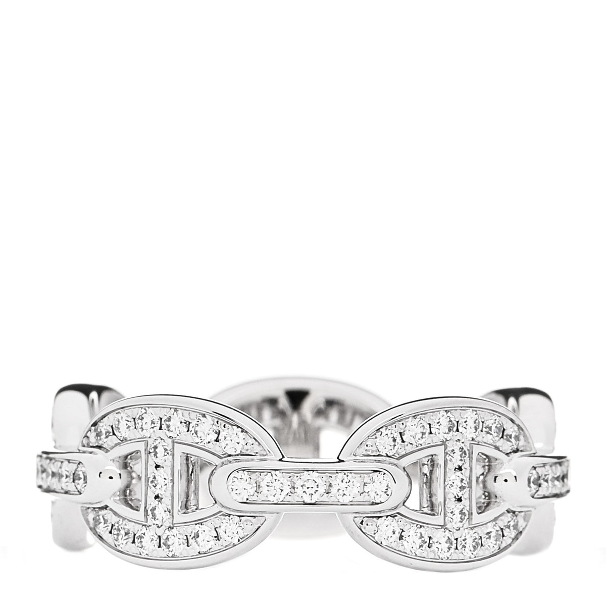 18K White Gold Diamond PM d'Ancre Enchainee Ring 53 6.5