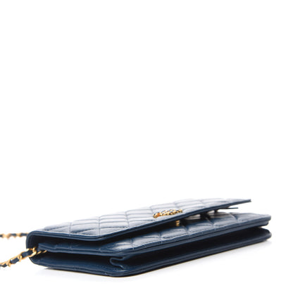 Chanel Lambskin Quilted Infinity Wallet On Chain WOC Blue 4 of 13
