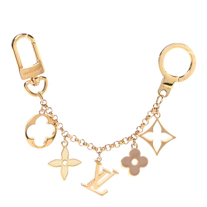 Louis Vuitton Brass Enamel Fleur De Monogram Bag Charm Chain Gold 1 of 3
