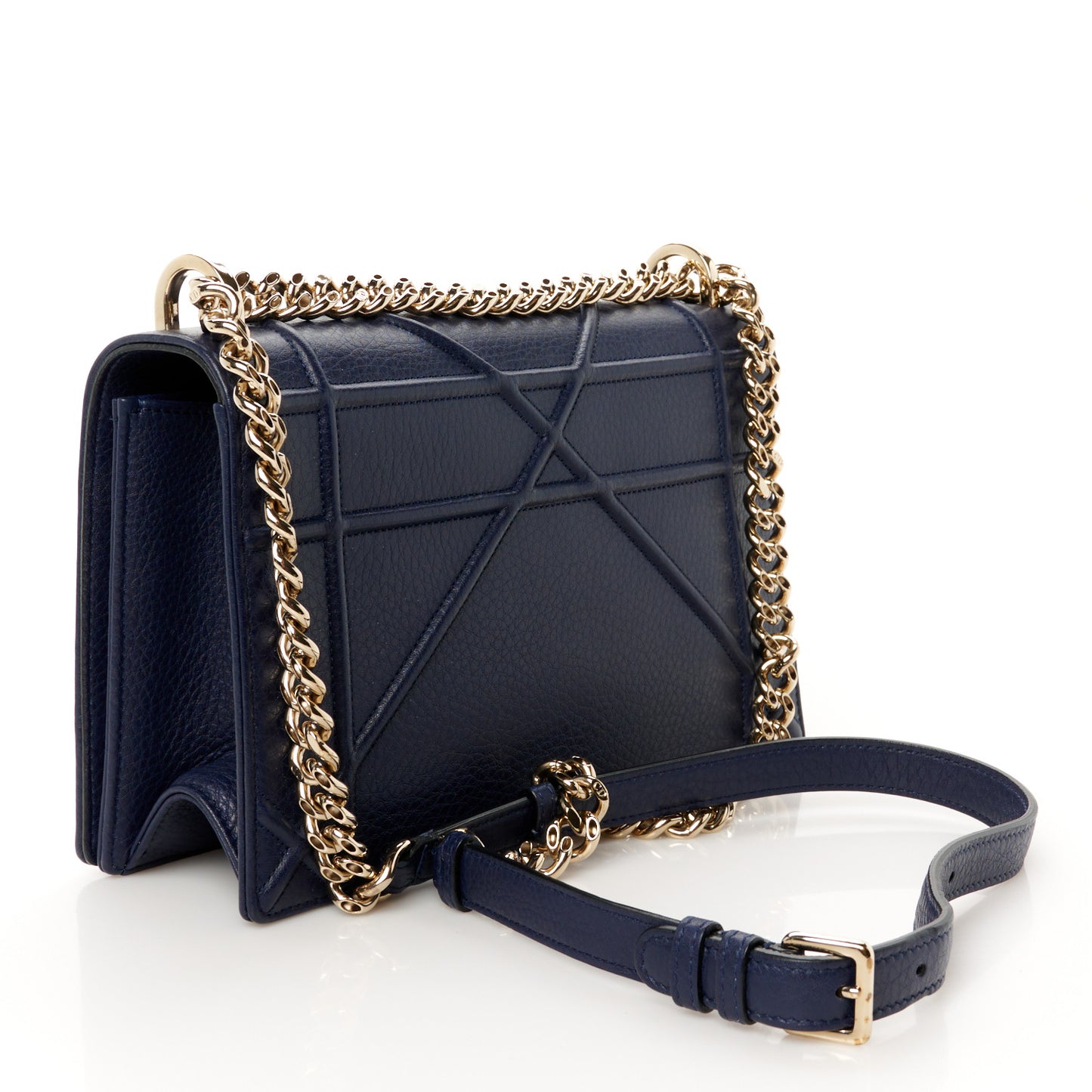 Grained Calfskin Medium Diorama Flap Bag Blue