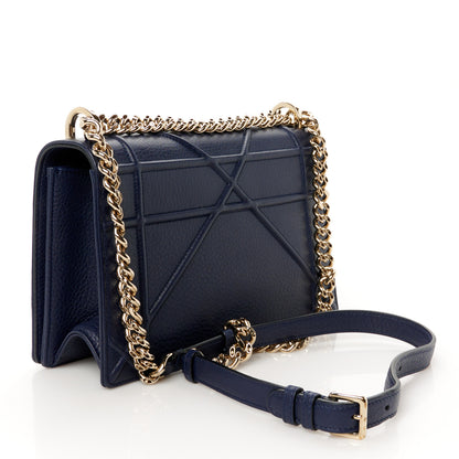 Christian Dior Grained Calfskin Medium Diorama Flap Bag Blue 3 of 12
