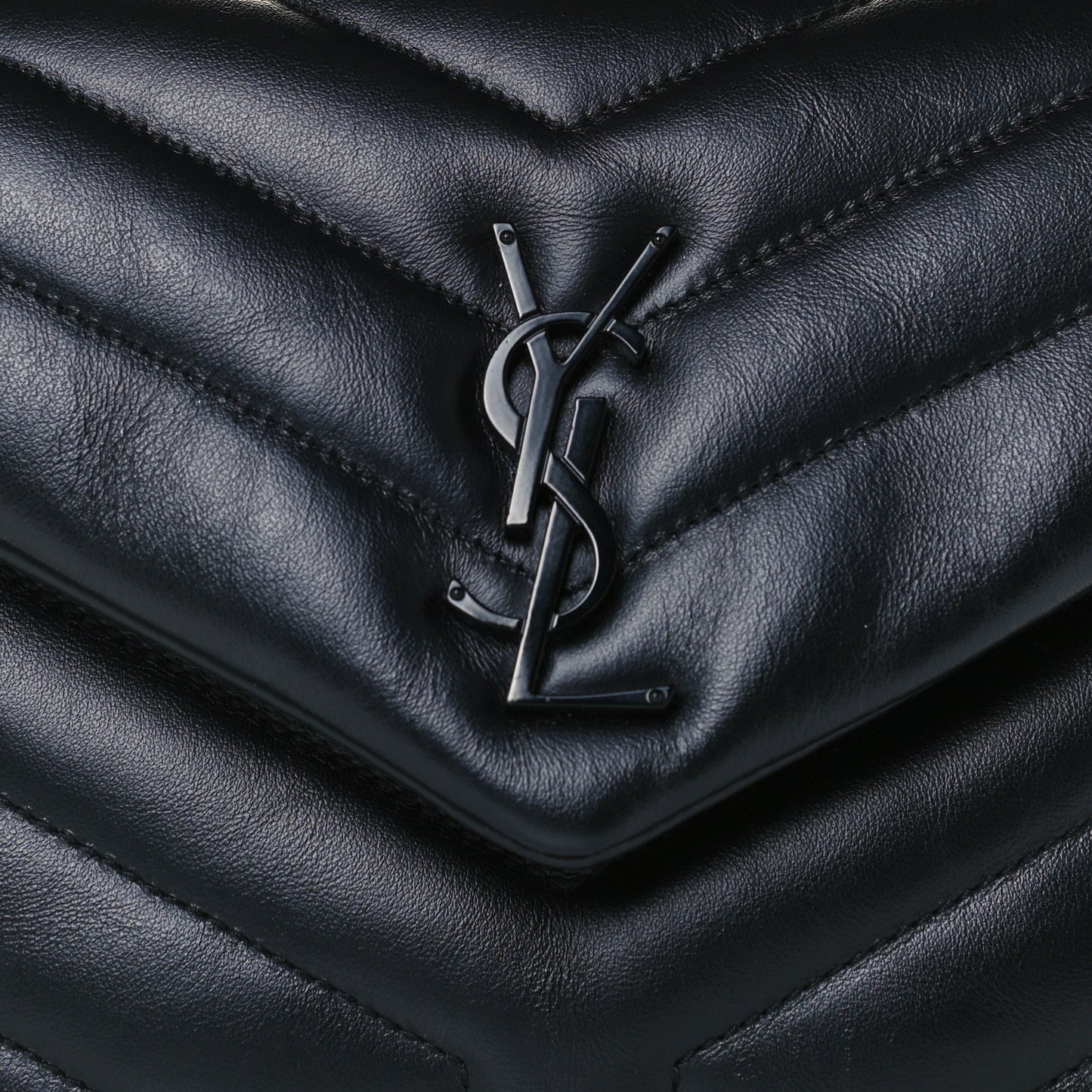 Calfskin Y Quilted Monogram Small Loulou Chain Satchel Black