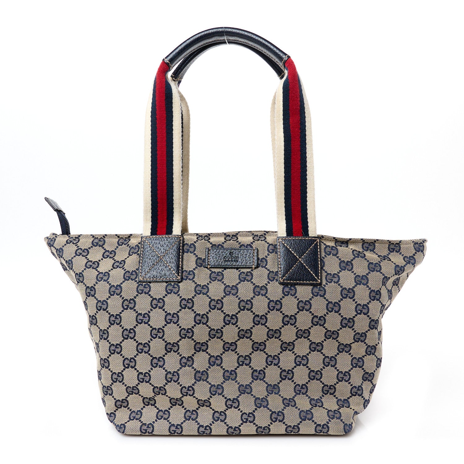 Gucci GG Monogram Medium Web Handle Bucket Tote Navy Blue 1 of 10