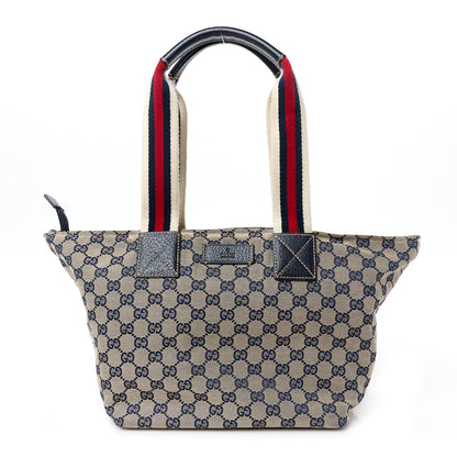 Gucci GG Monogram Medium Web Handle Bucket Tote Navy Blue 1 of 10