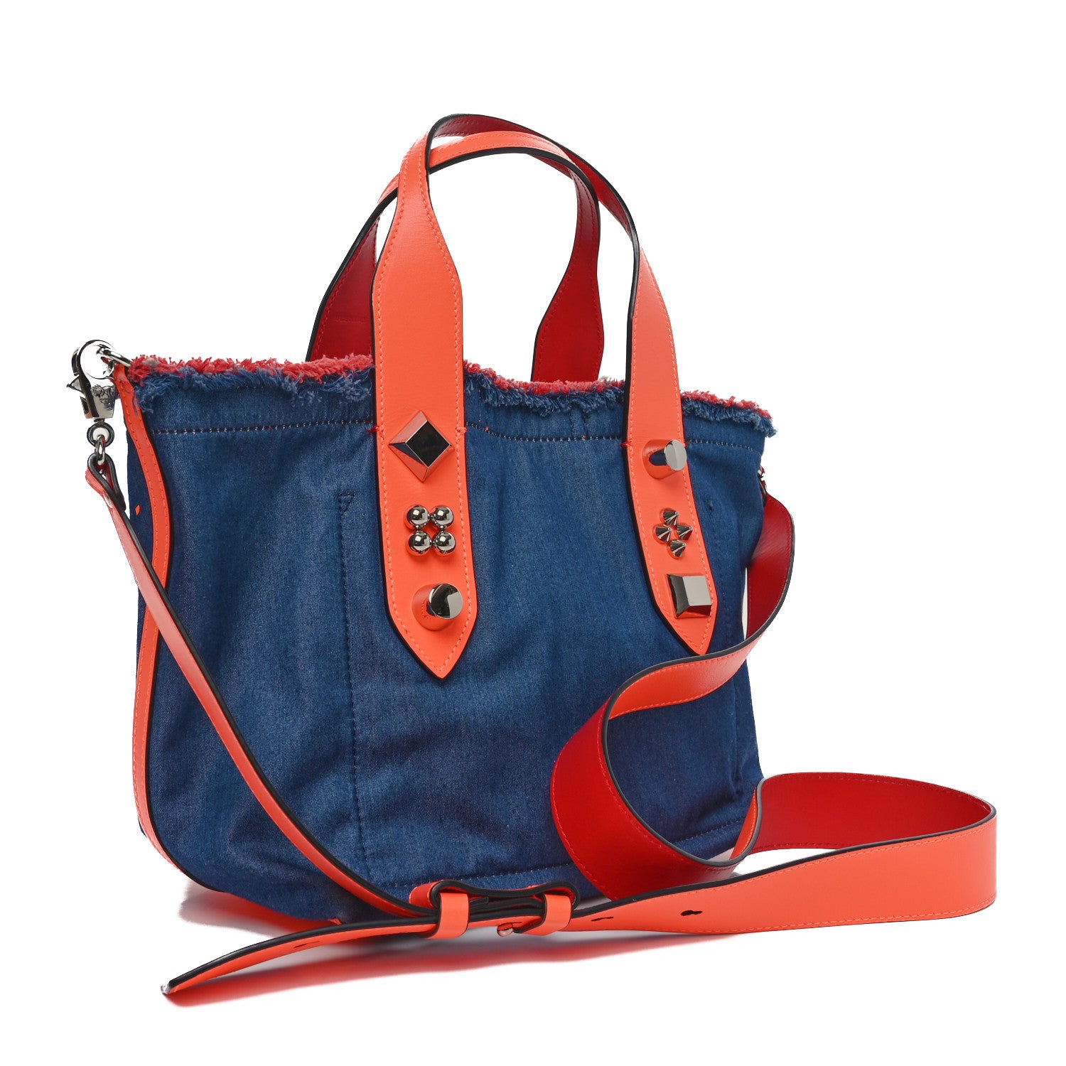 Christian Louboutin Denim Printed Mini Frangibus Tote Blue Multicolor 3 of 9