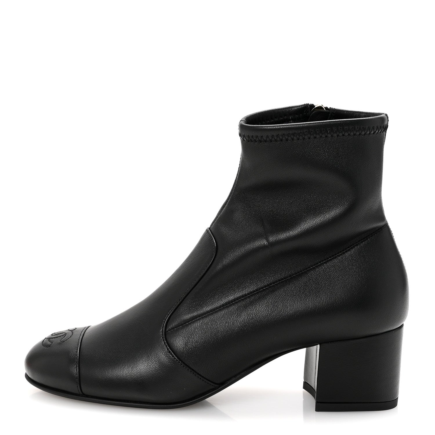 Chanel Stretch Lambskin Cap Toe CC Uniform Short Boots 37 Black 1 of 9